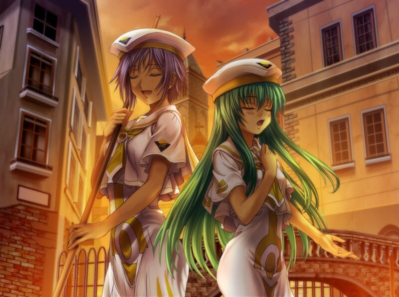 Two Anime Girls in Uniform — Orange