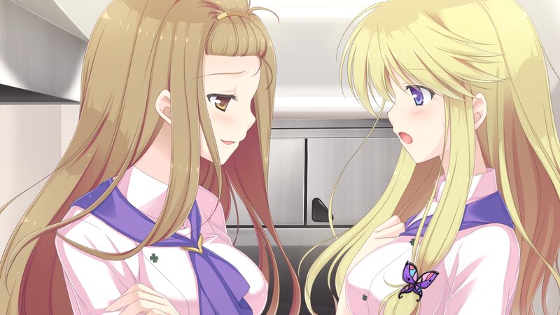 Two Anime Girls in Uniform — Pink, Calm