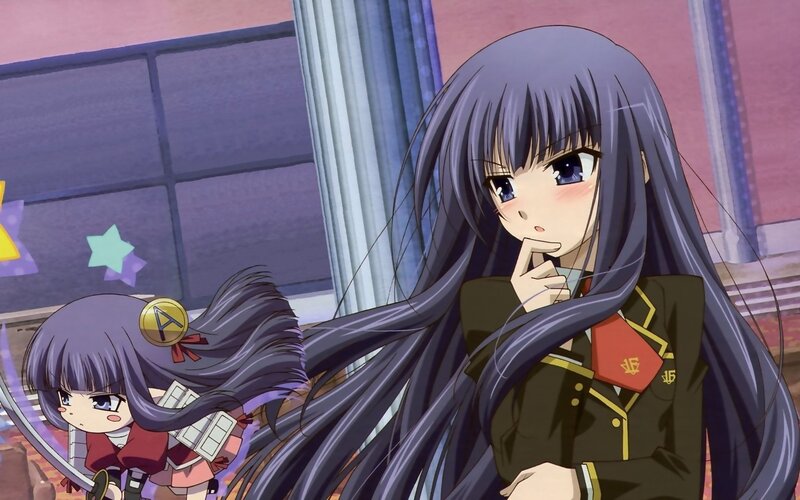 Two Anime Girls in Uniform — Purple