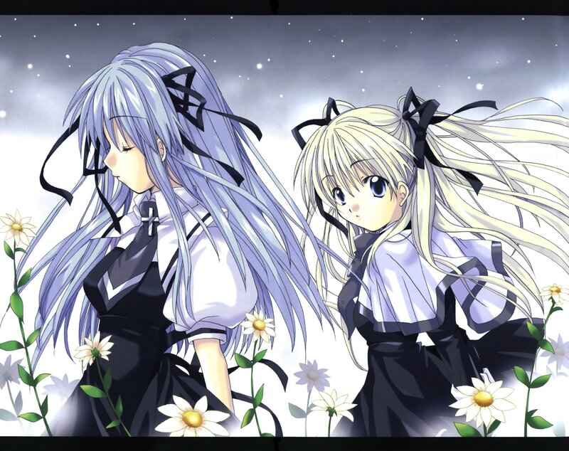Two Anime Girls in Uniform — White, Serene