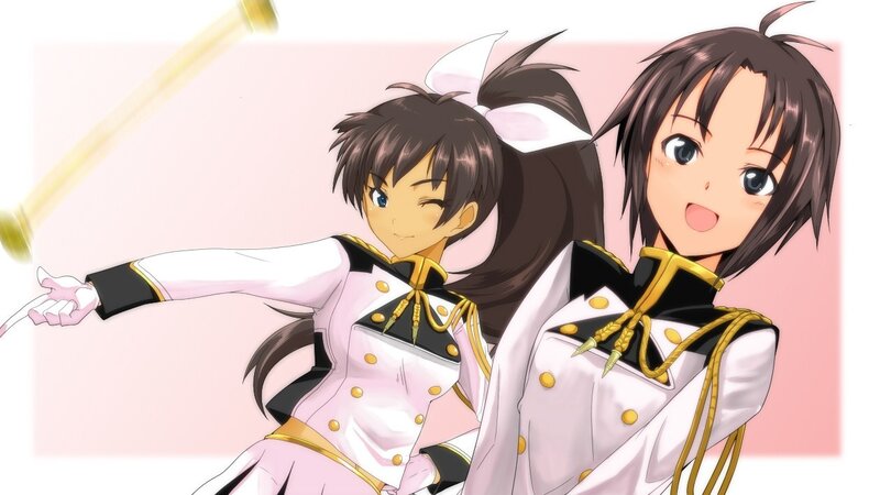 Two Anime Girls in Uniform — White