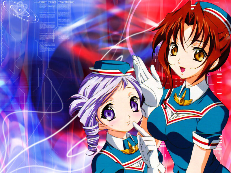 Two anime girls in uniforms