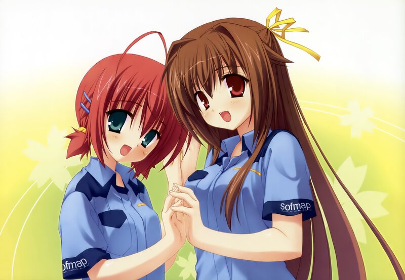 Two anime girls in uniforms