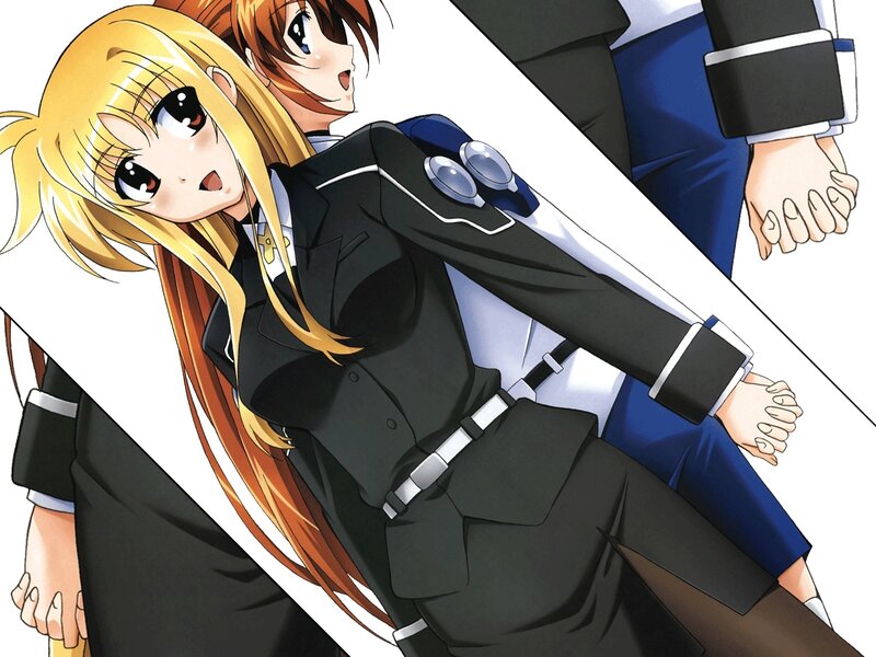 Two Anime Girls in Uniforms — Black, Dramatic, School Uniform