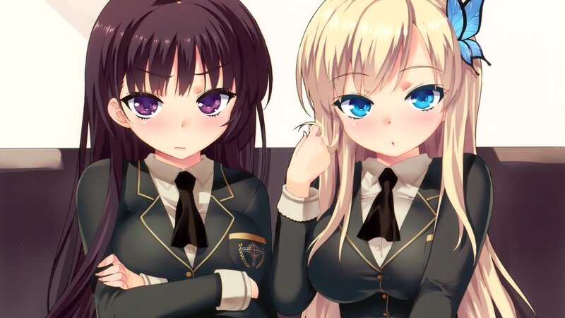 Two Anime Girls in Uniforms — Black, Neutral