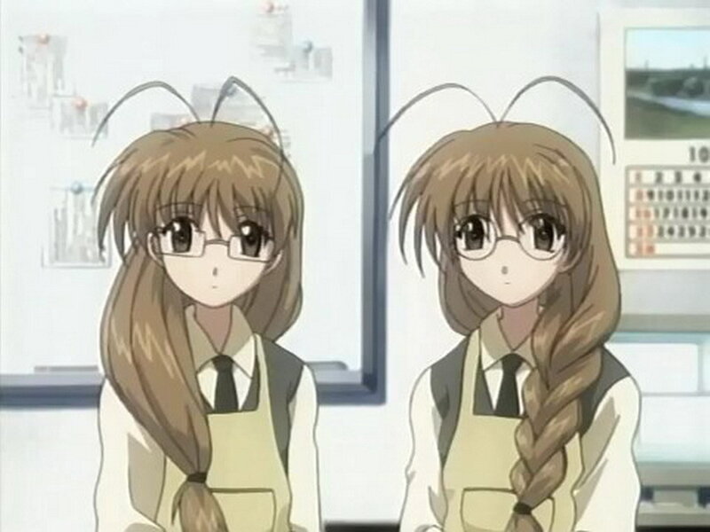 Two Anime Girls in Uniforms — Brown