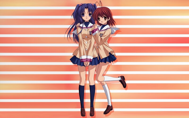 Two Anime Girls in Uniforms — Orange