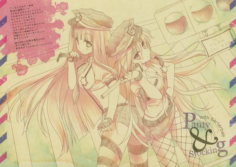 Two Anime Girls in Uniforms — Pink, Playful