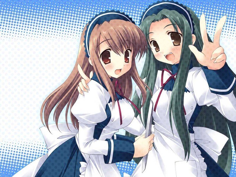 Two Anime Girls in Uniforms — White