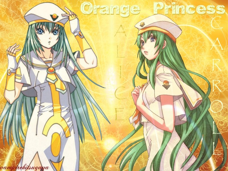 Two Anime Girls in Uniforms — Yellow, Bright