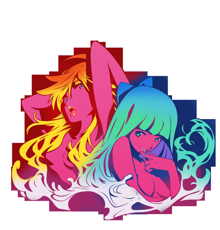 two anime girls in vibrant colors