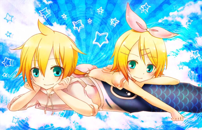 two anime girls in water