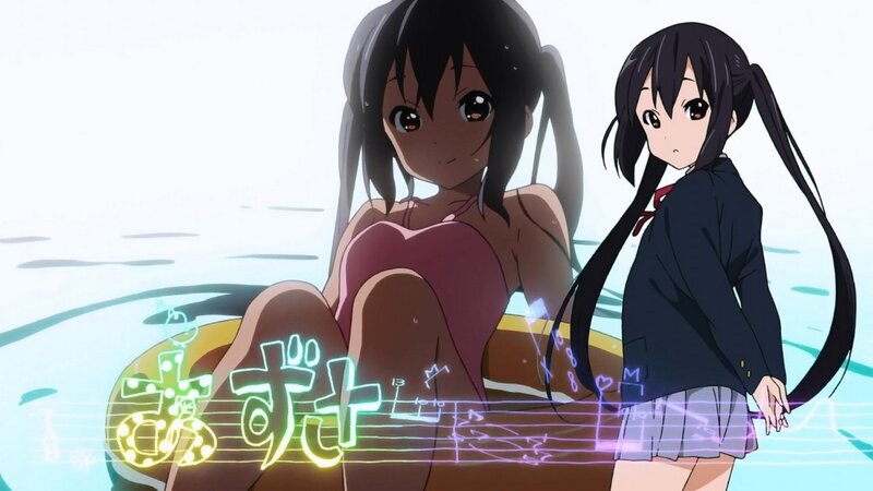 Two Anime Girls in Water — Blue, Playful, Summer