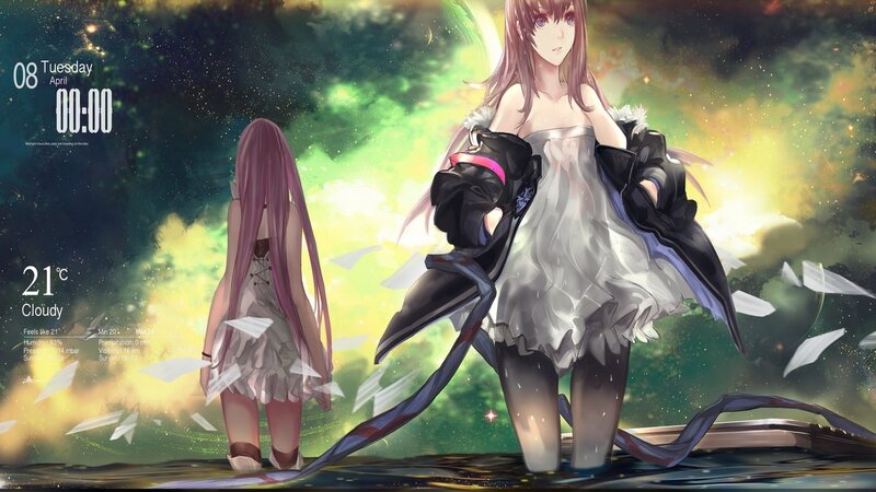 Two Anime Girls in Water — Green