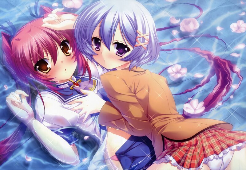 Two anime girls in water