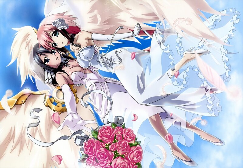 Two Anime Girls in Wedding Dresses — Blue