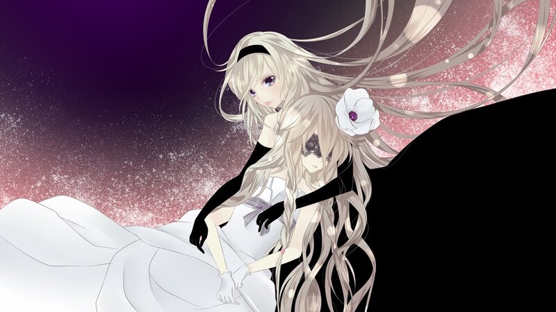 Two anime girls in white dresses