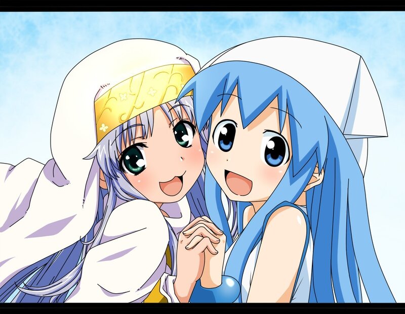 two anime girls in white outfits