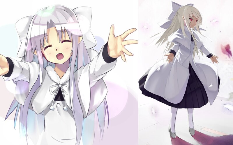two anime girls in white outfits