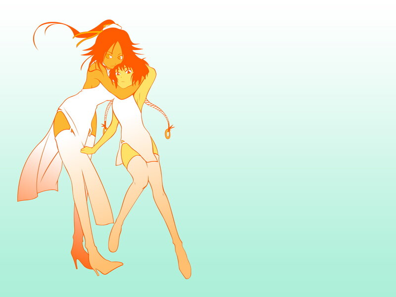 two anime girls in white outfits
