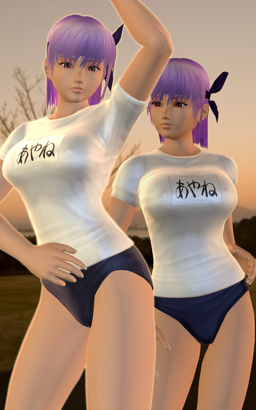 Two anime girls in white shirts