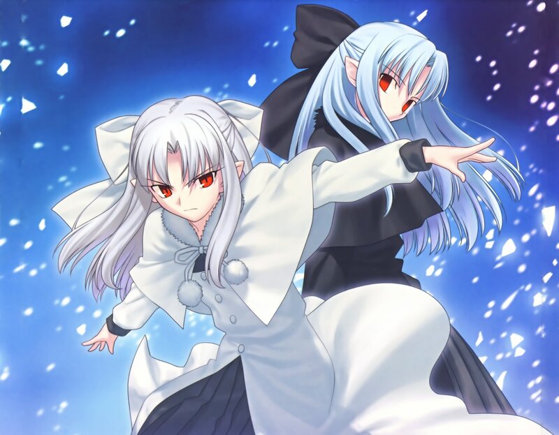 Two Anime Girls in Winter — Blue, Dramatic