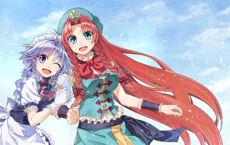 Two Anime Girls in Winter — Blue, Joyful