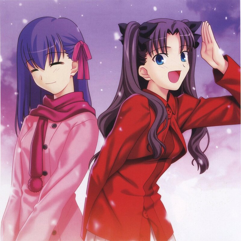 Two anime girls in winter clothes