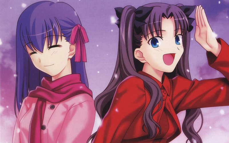 Two anime girls in winter clothes