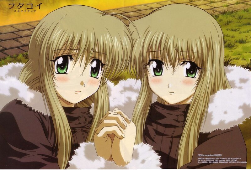 Two anime girls in winter coats