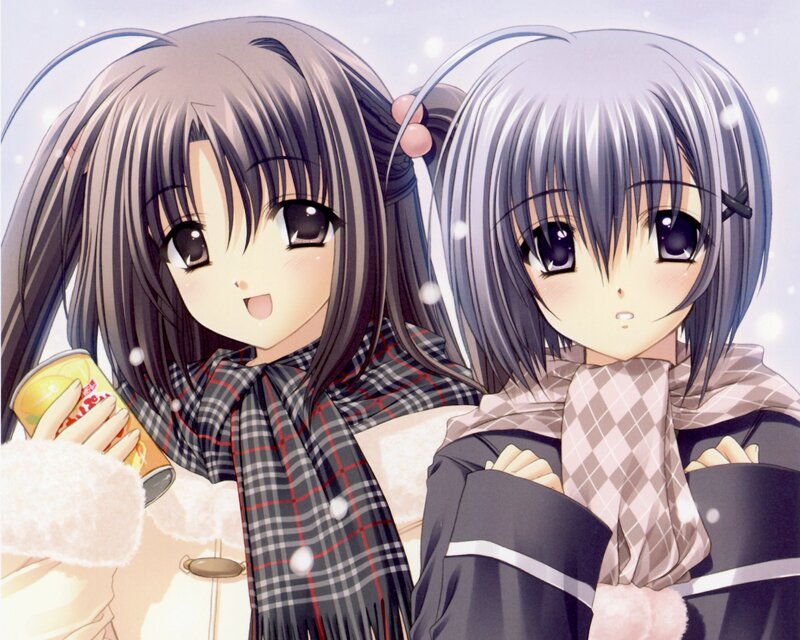 Two Anime Girls in Winter — Gray