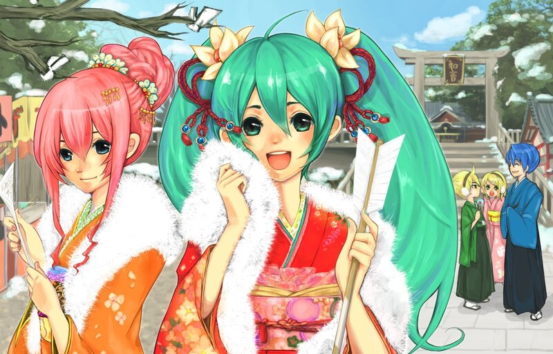Two Anime Girls in Winter — Green