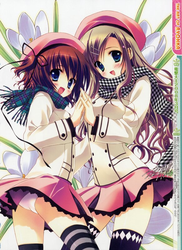 Two anime girls in winter outfits