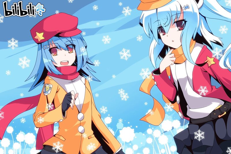 two anime girls in winter outfits