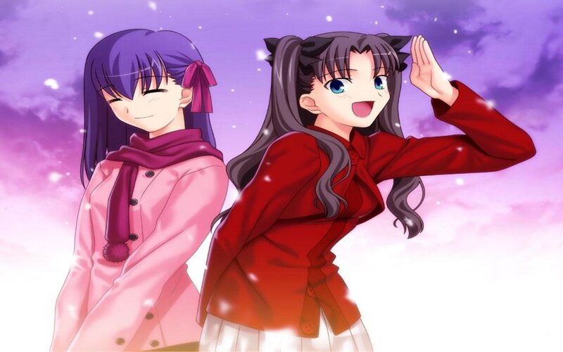 Two Anime Girls in Winter — Purple
