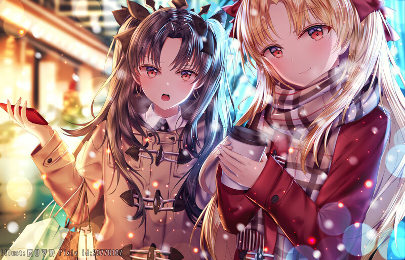 Two Anime Girls in Winter — Red, Cozy