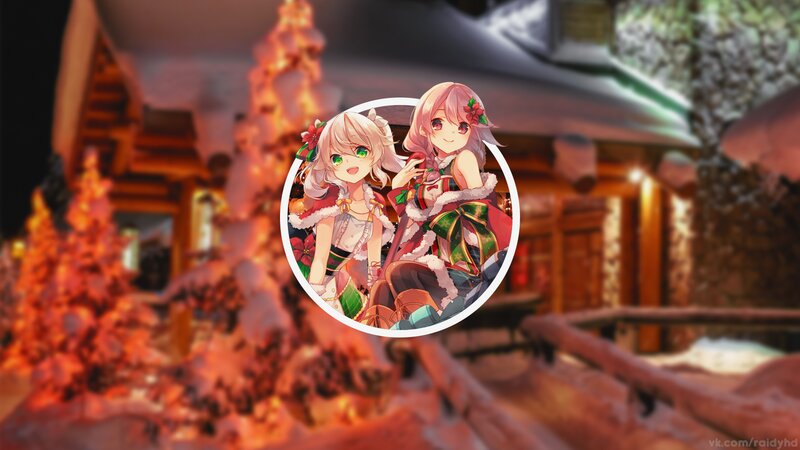 Two Anime Girls in Winter — Red, Festive, Snow