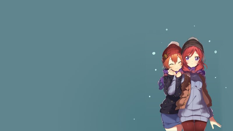 Two Anime Girls in Winter — Teal