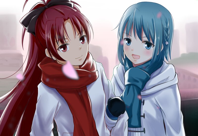 Two Anime Girls in Winter — White, Calm, Scarves