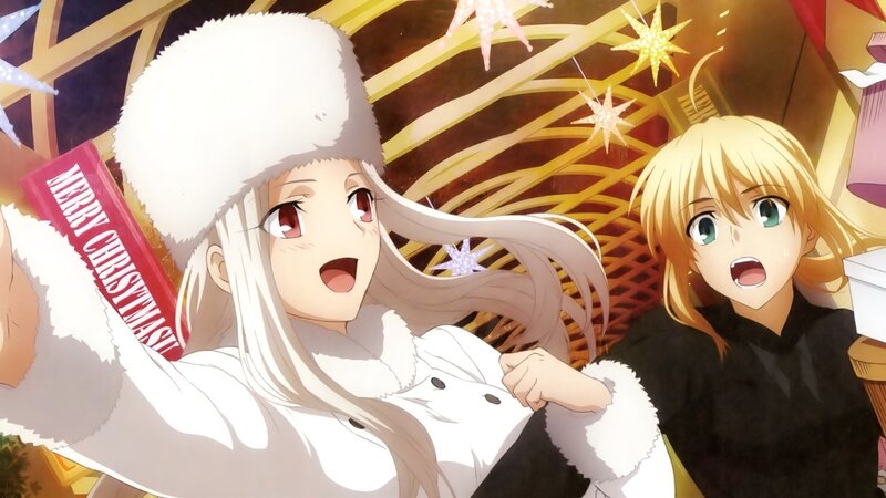 Two Anime Girls in Winter — White, Festive, Christmas Decorations