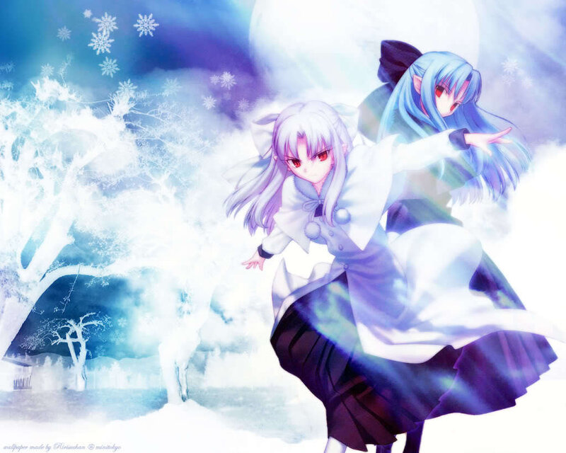 Two Anime Girls in Winter — White