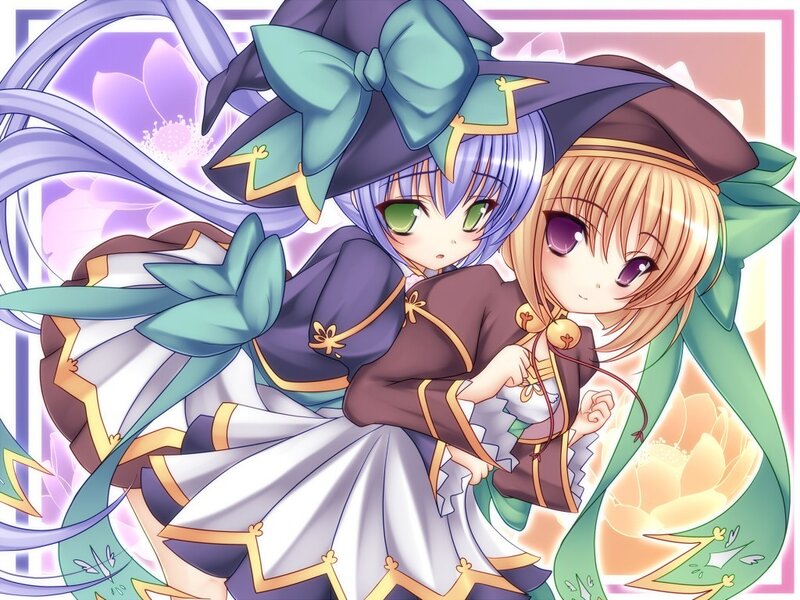 two anime girls in witch costumes