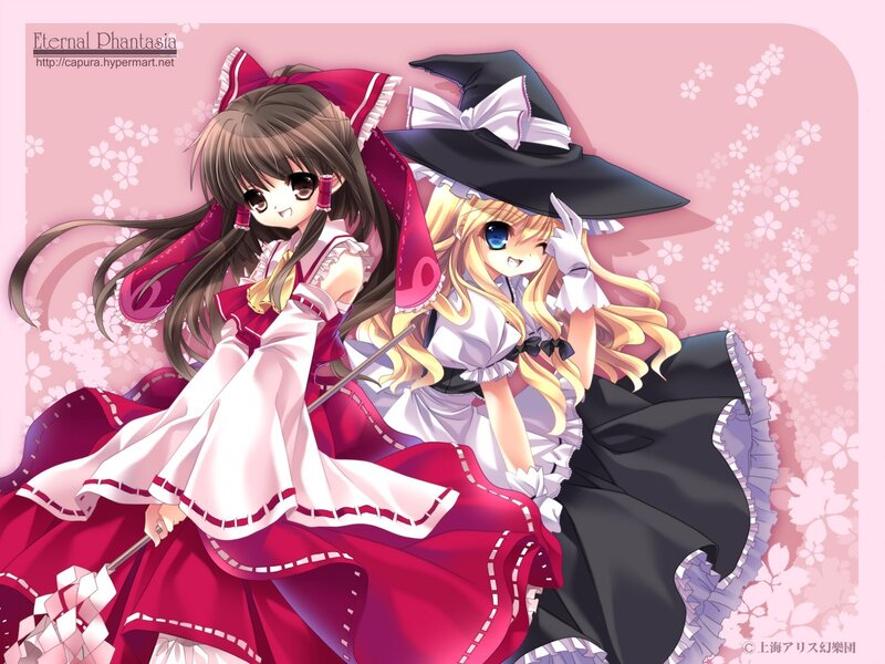 Two anime girls in witch costumes