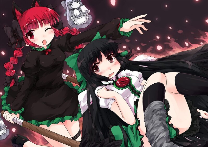Two anime girls in witch costumes