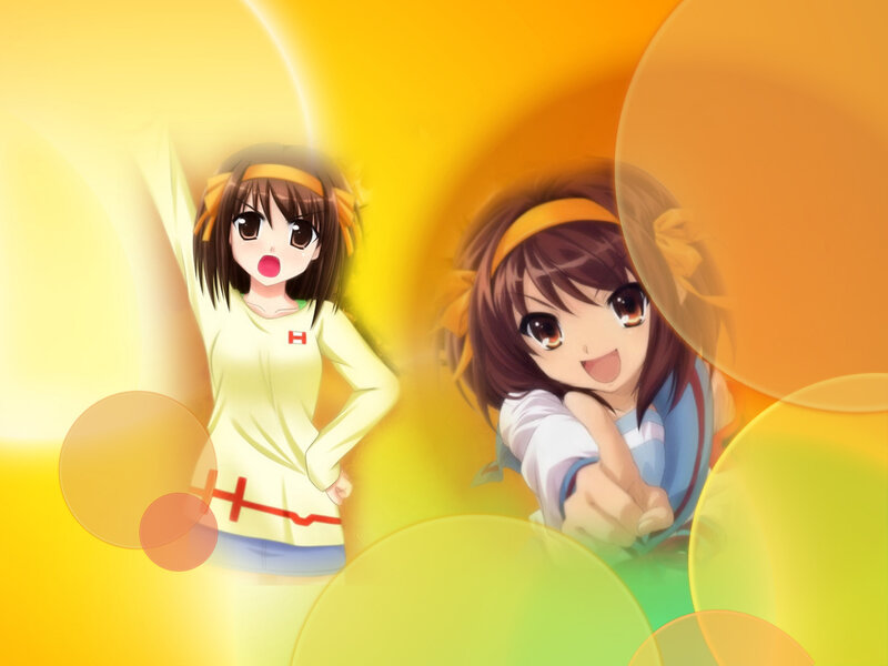 two anime girls in yellow