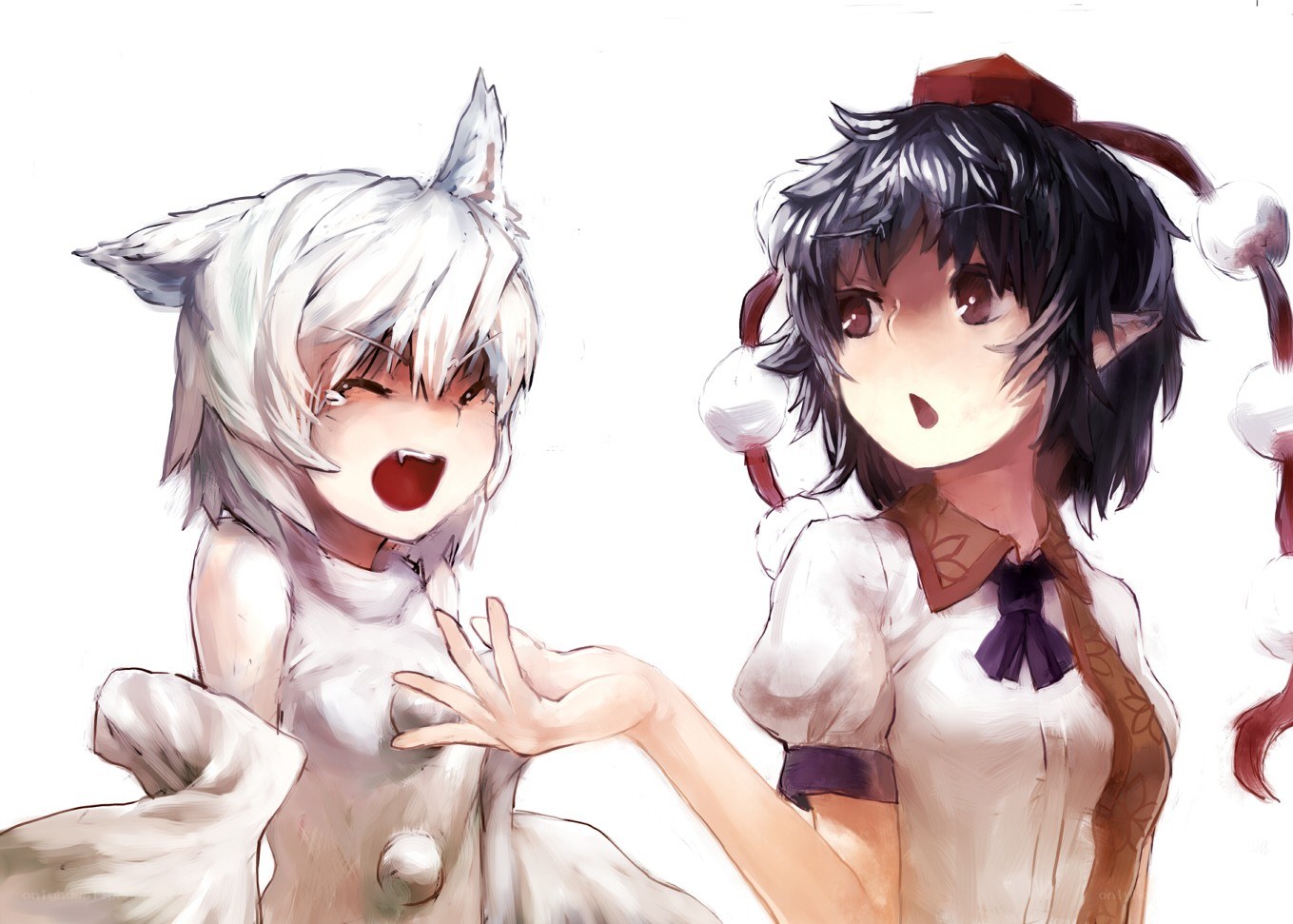 Two anime girls interacting