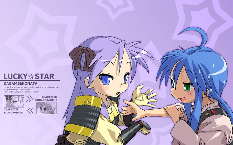 Two Anime Girls Interacting — Purple