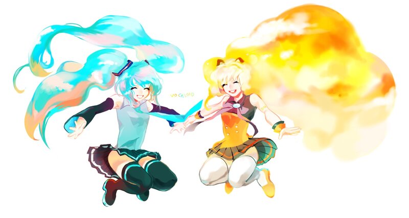 Two Anime Girls Jumping