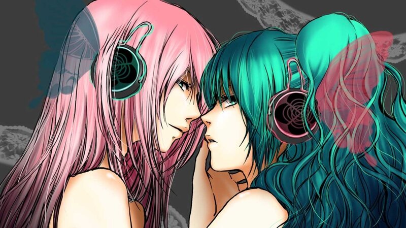 Two Anime Girls Kissing — Pink, Intimate