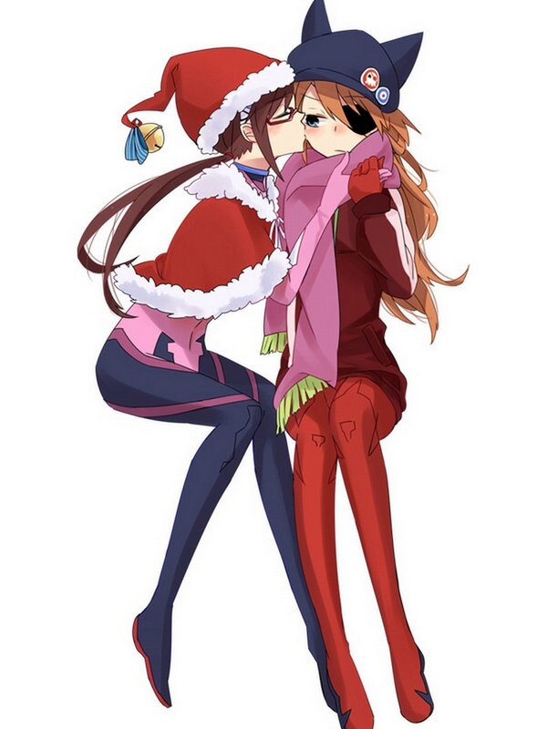 Two Anime Girls Kissing — Red, Affectionate